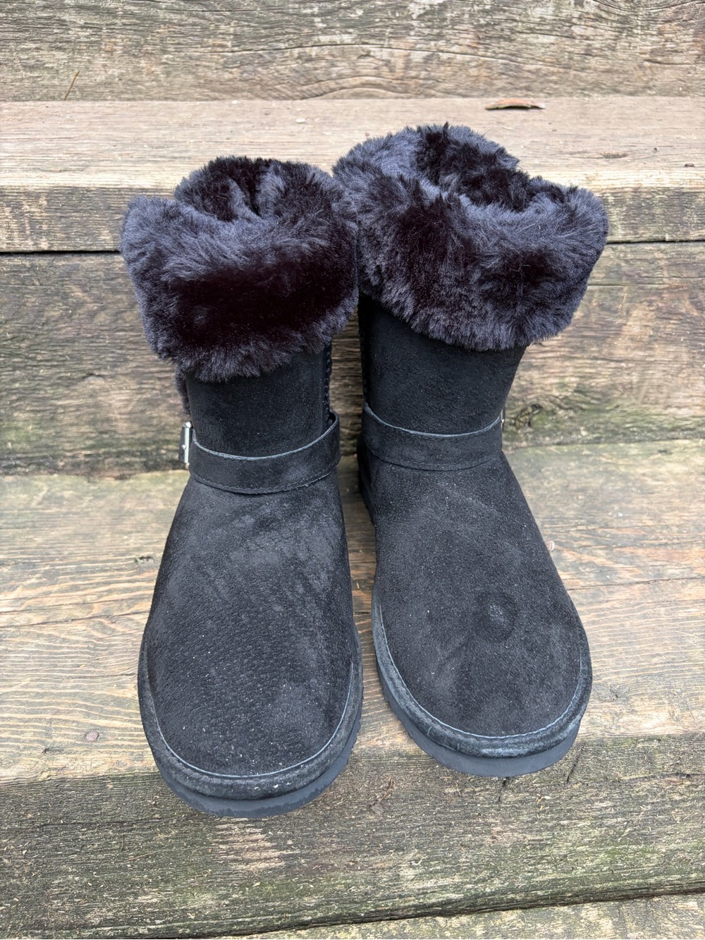 Lamo Black Suede Faux Fur-Cuff Winter Boots